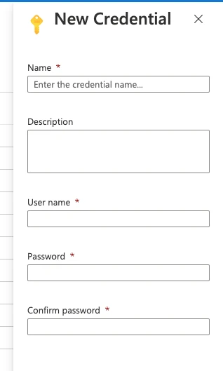 Create credentials username password