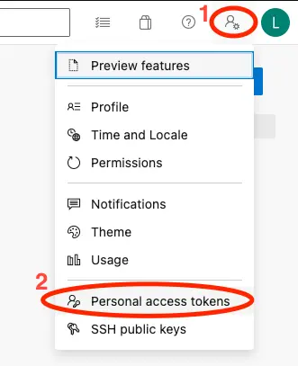 Select personal access token